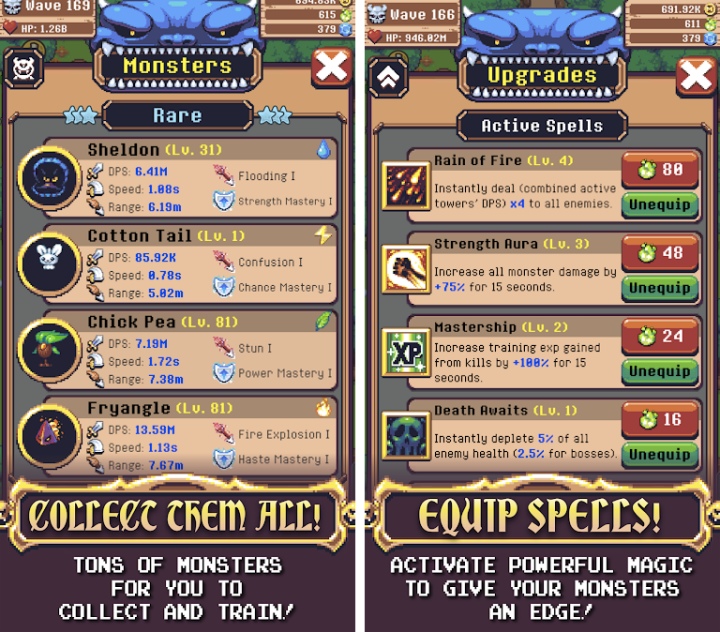 idle monster td max upgrades